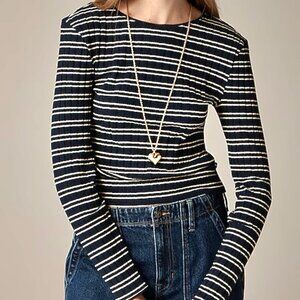 J. Crew Striped Pointelle Top, Size XL NWT
